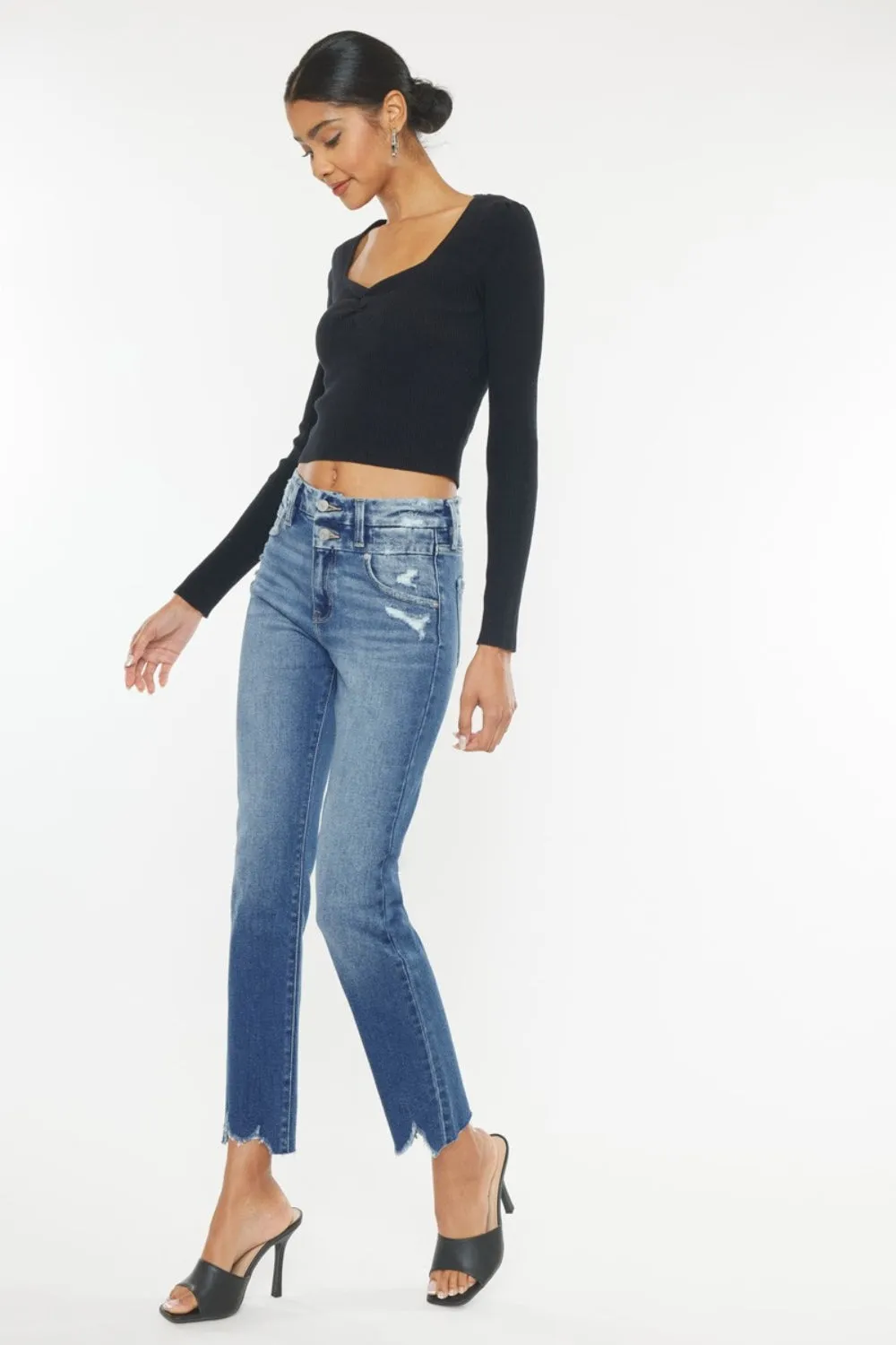 Kancan Frayed Hem Slim Straight Jeans sold by Charming Charlie product image thumbnail 4