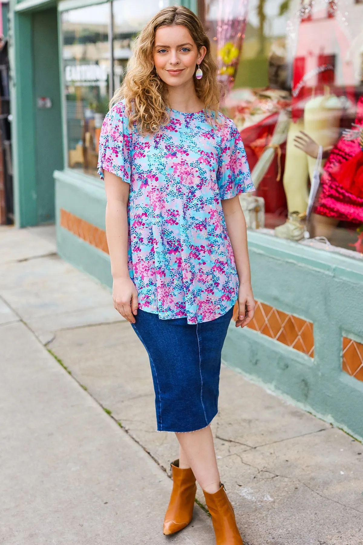 Feeling Femme' Sky Blue Multicolor Floral Tie Back Top sold by Charming Charlie product image thumbnail 5