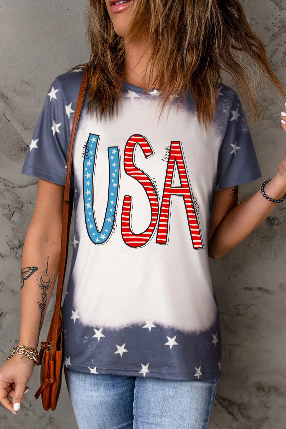 USA Round Neck Short Sleeve T-Shirt sold by Charming Charlie