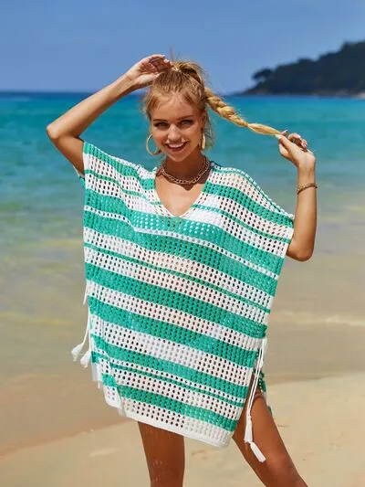Tassel Openwork Striped V-Neck Cover Up sold by Charming Charlie product image thumbnail 5