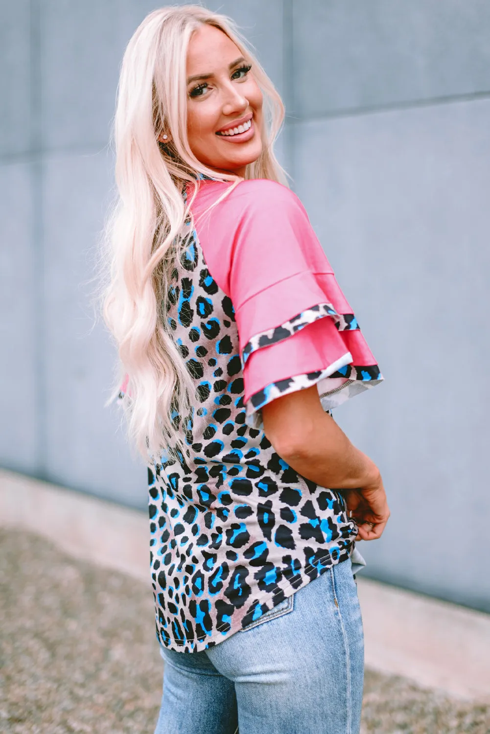 Leopard Round Neck Half Sleeve T-Shirt sold by Charming Charlie product image thumbnail 3