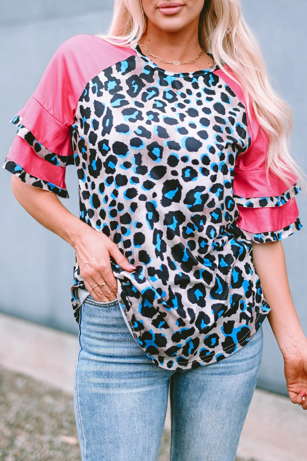 Leopard Round Neck Half Sleeve T-Shirt sold by Charming Charlie