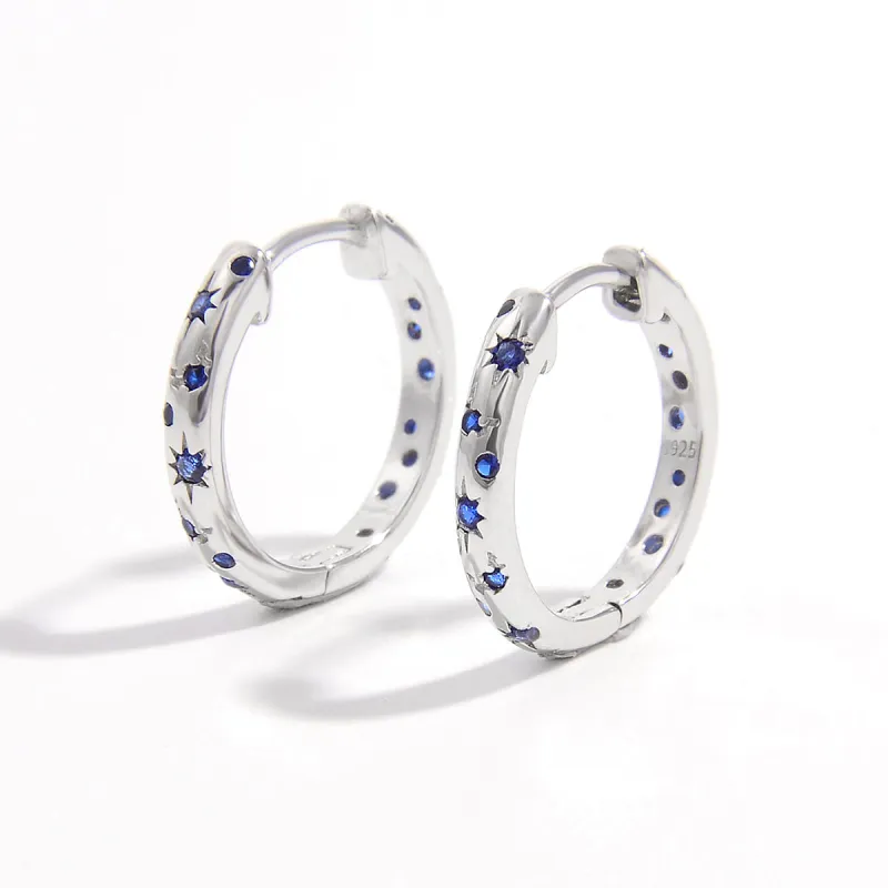 925 Sterling Silver Inlaid Zircon Huggie Earrings sold by Charming Charlie