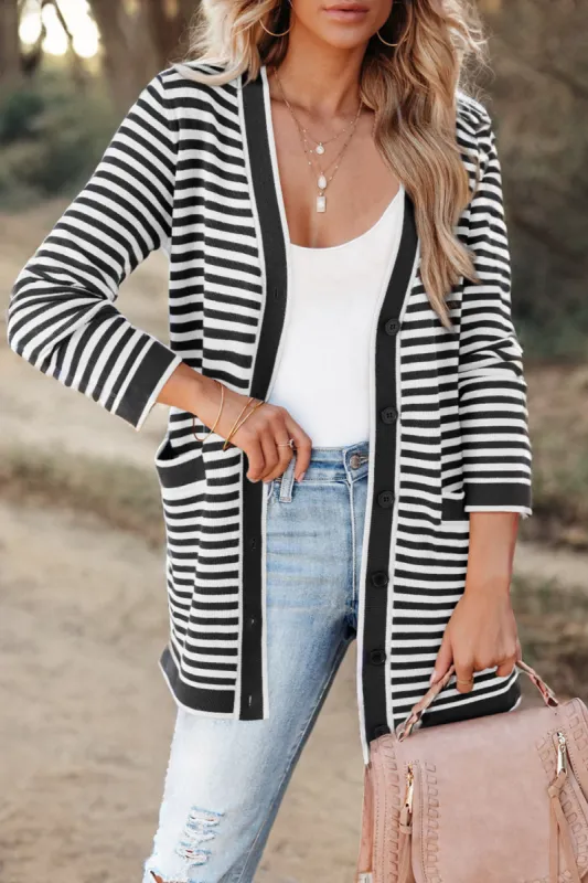 Striped Open Front Long Sleeve Cardigan sold by Charming Charlie