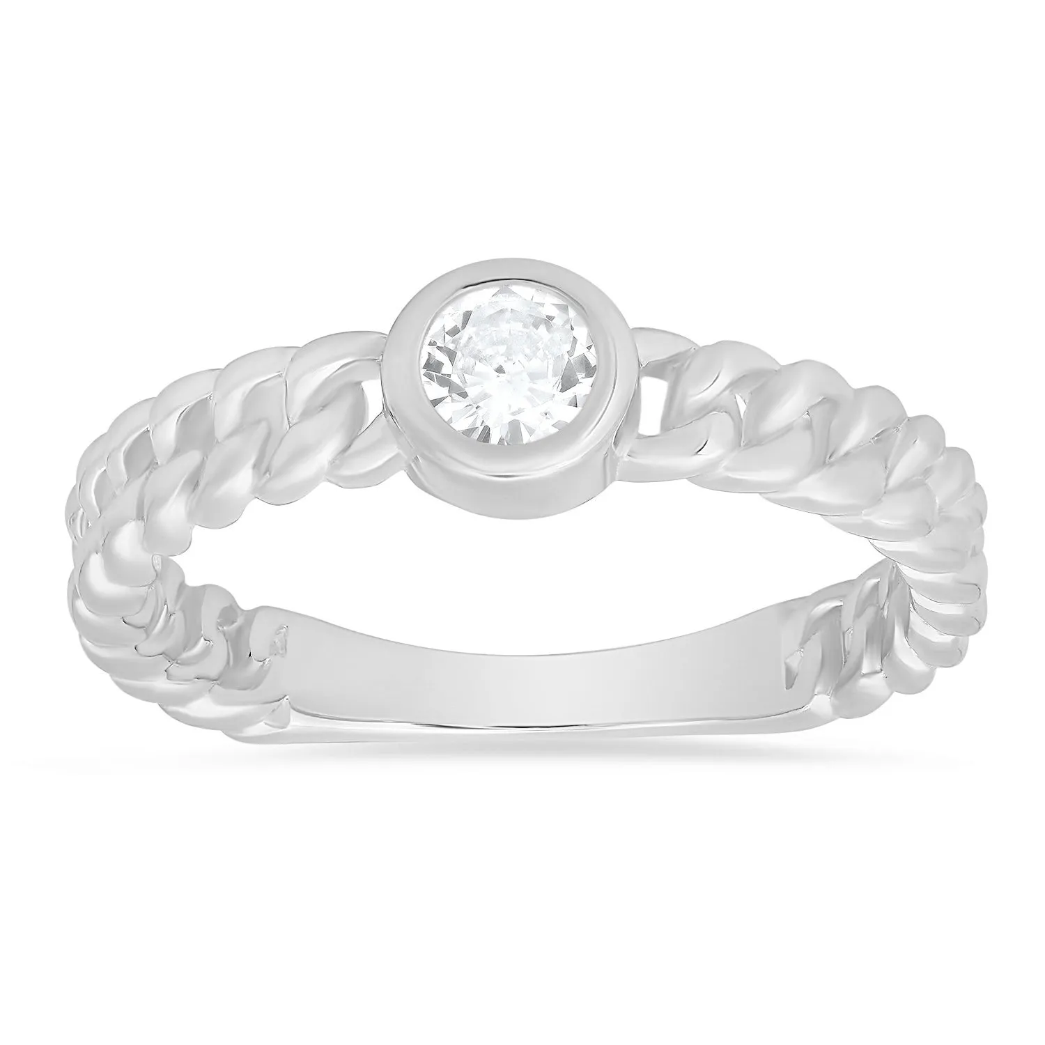 Bezel-set CZ Curb Chain Ring sold by Charming Charlie