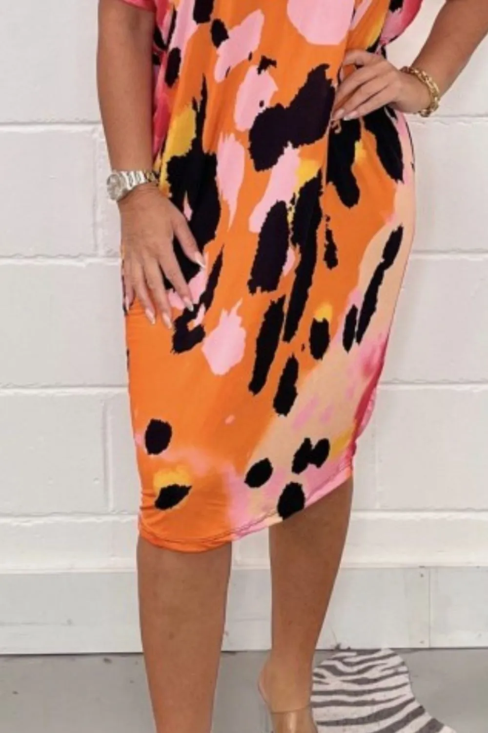 Printed Round Neck Short Sleeve Dress sold by Charming Charlie product image thumbnail 5