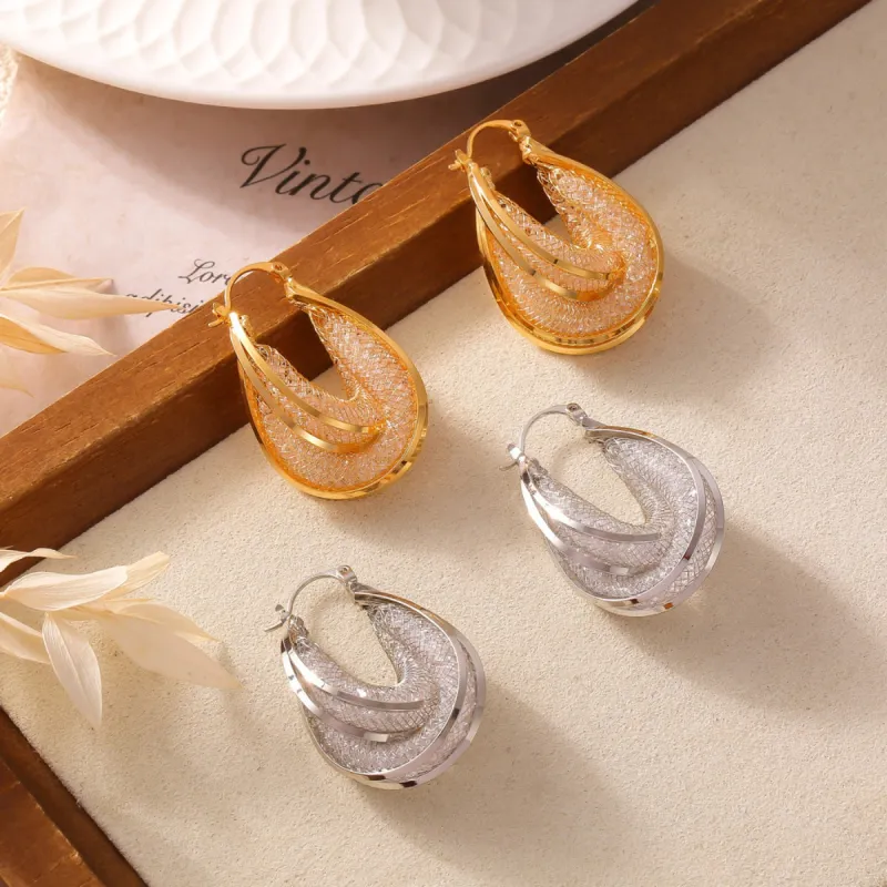 Copper Glass Stone U Shape Earrings sold by Charming Charlie