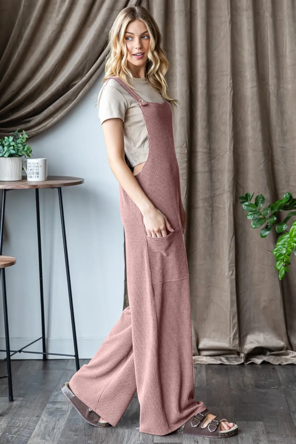 Heimish Full Size Ribbed Front Pocket Sleeveless Jumpsuit sold by Charming Charlie product image thumbnail 3