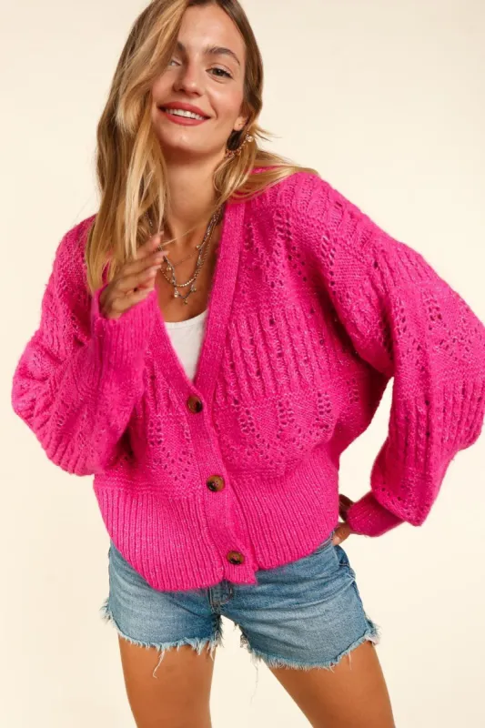 Haptics Full Size Button Down Crop Long Sleeve Cardigan sold by Charming Charlie