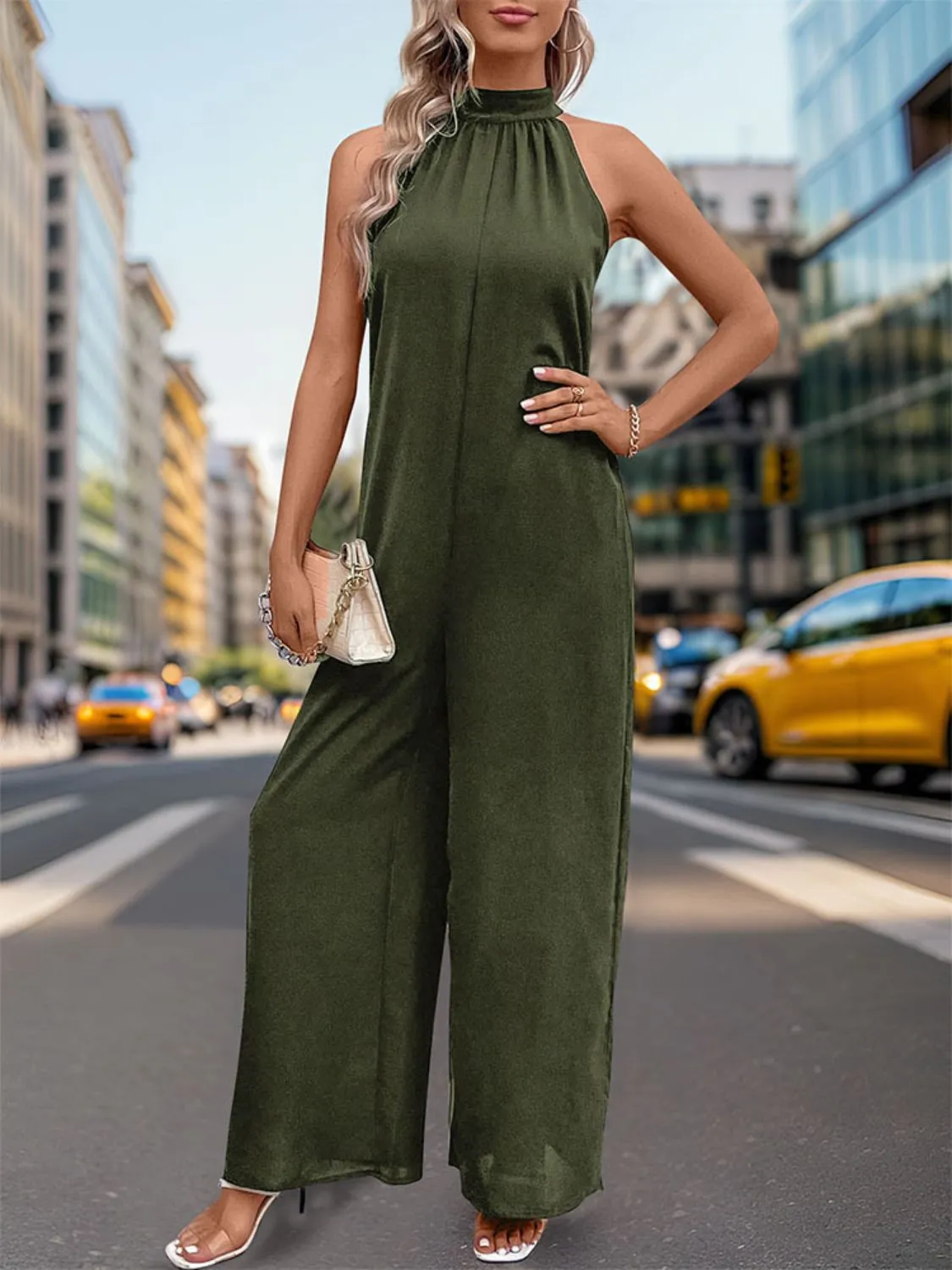 Tied Grecian Wide Leg Jumpsuit sold by Charming Charlie product image thumbnail 4