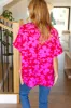 Tropical Trance Magenta Floral V Neck Woven Top sold by Charming Charlie