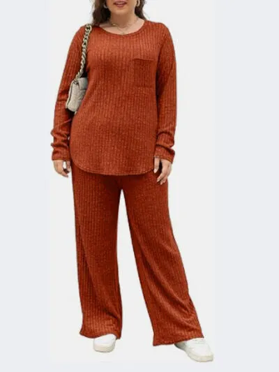Plus Size Round Neck Long Sleeve Top and Pants Set sold by Charming Charlie product image thumbnail 4