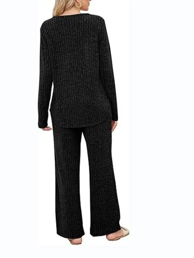 Plus Size Round Neck Long Sleeve Top and Pants Set sold by Charming Charlie product image thumbnail 2