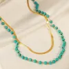 Turquoise Titanium Steel Double-Layered Necklace sold by Charming Charlie
