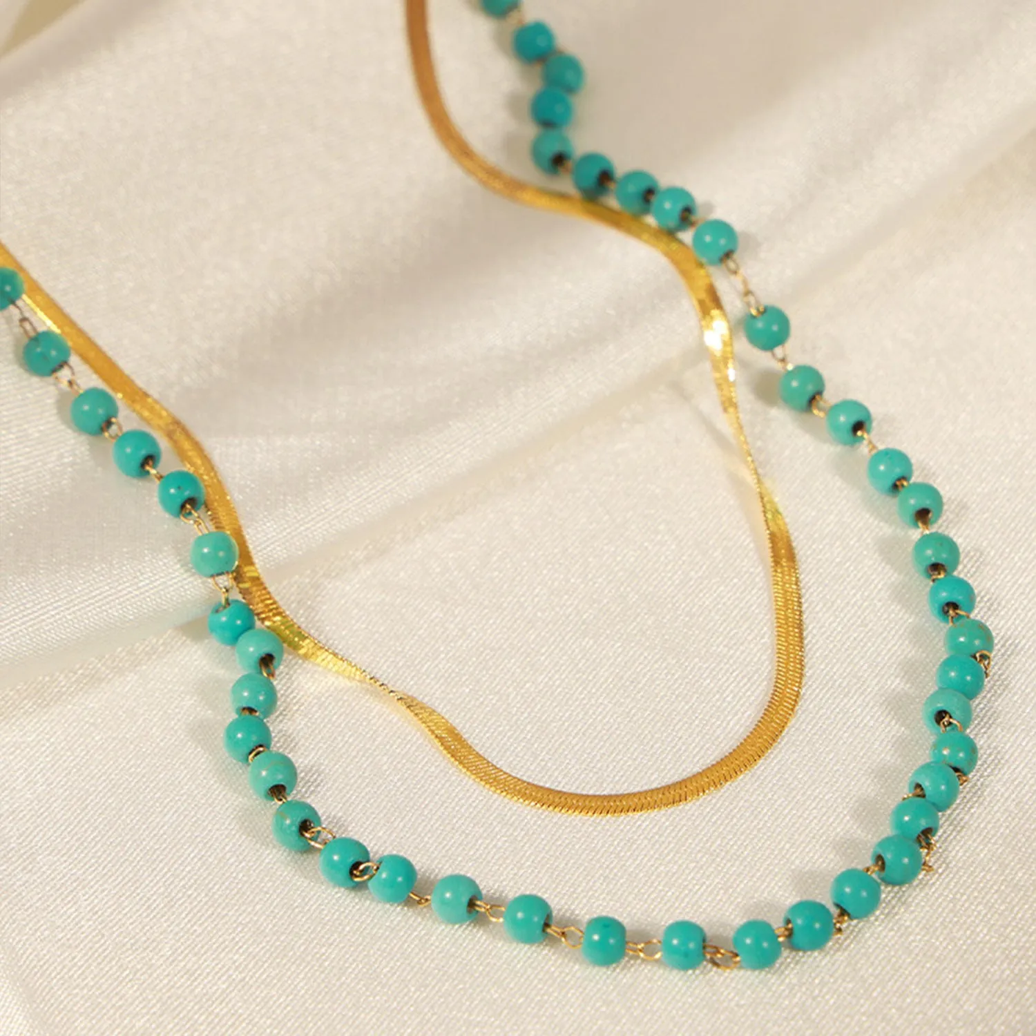 Turquoise Titanium Steel Double-Layered Necklace sold by Charming Charlie product image thumbnail 4