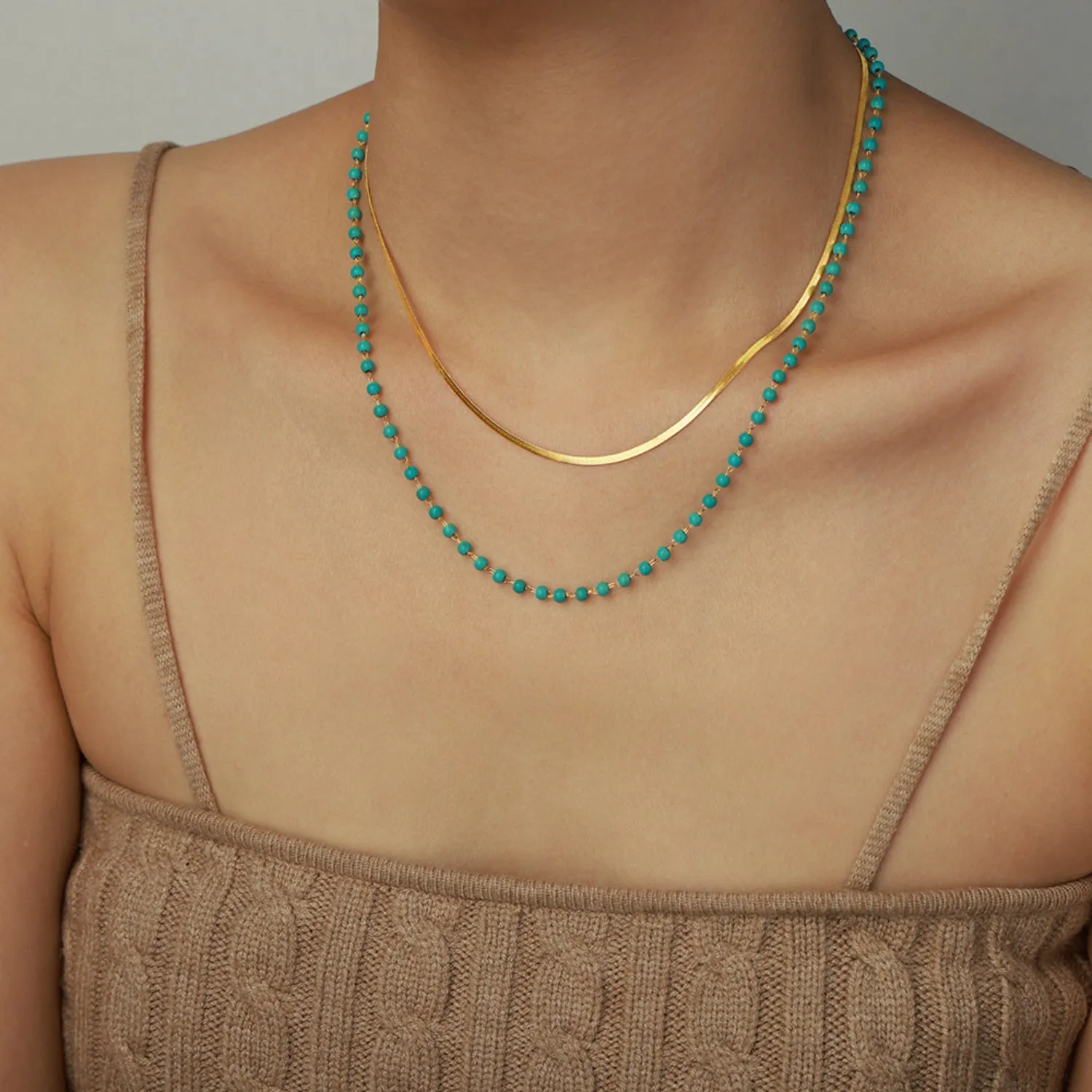 Turquoise Titanium Steel Double-Layered Necklace sold by Charming Charlie