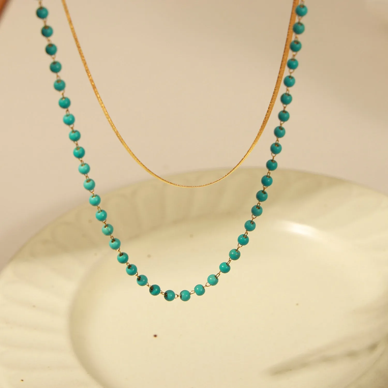 Turquoise Titanium Steel Double-Layered Necklace sold by Charming Charlie product image thumbnail 2