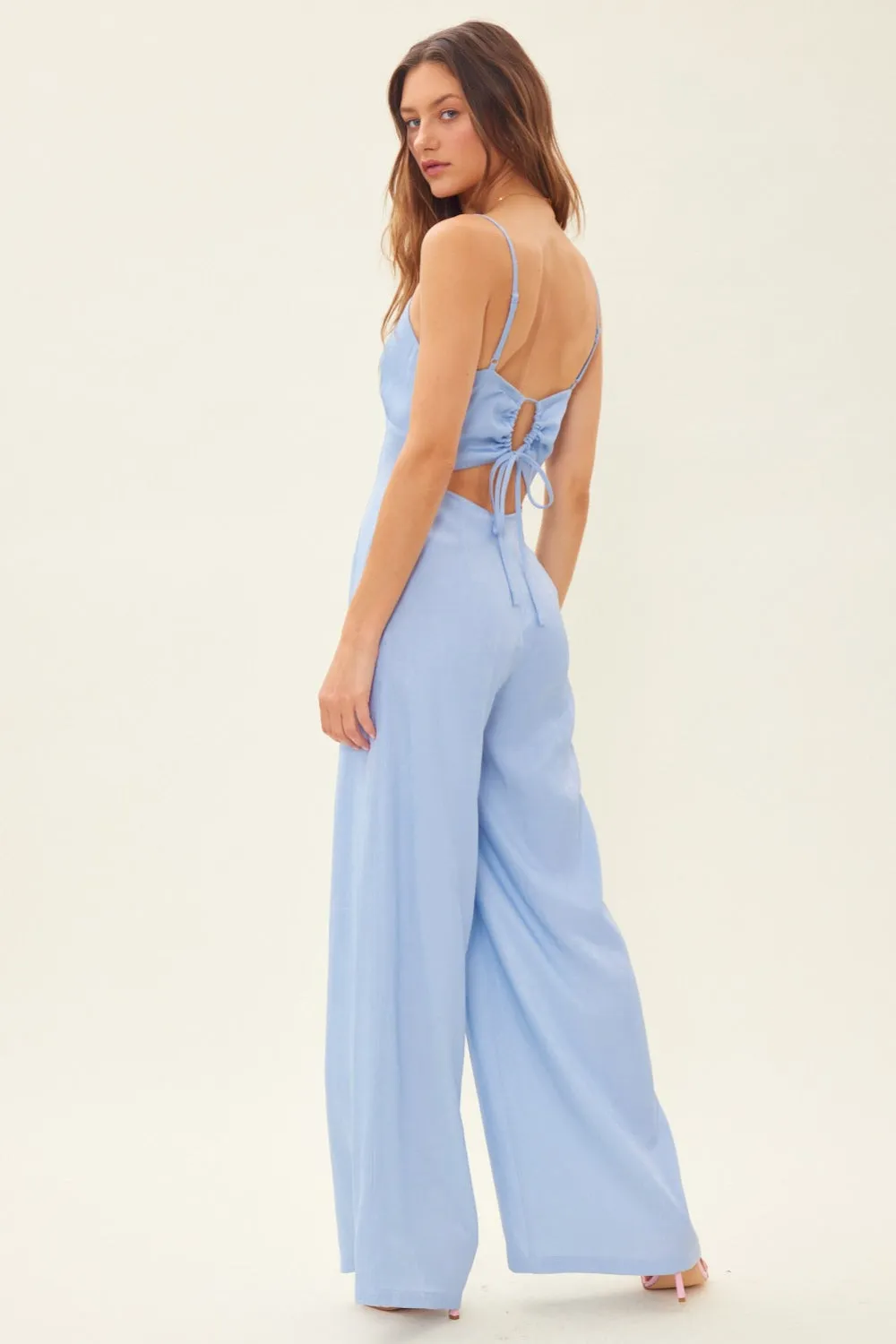 Idem Ditto Drawstring Back Sleeveless Wide Leg Jumpsuit sold by Charming Charlie product image thumbnail 3