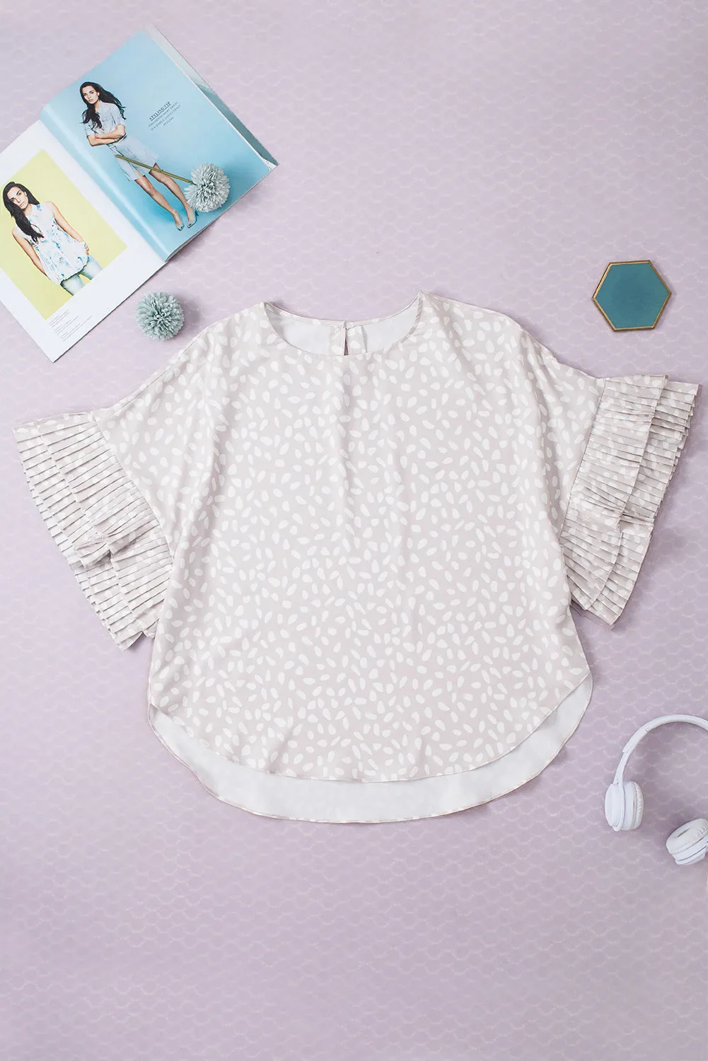 Printed Round Neck Half Sleeve Blouse sold by Charming Charlie product image thumbnail 2