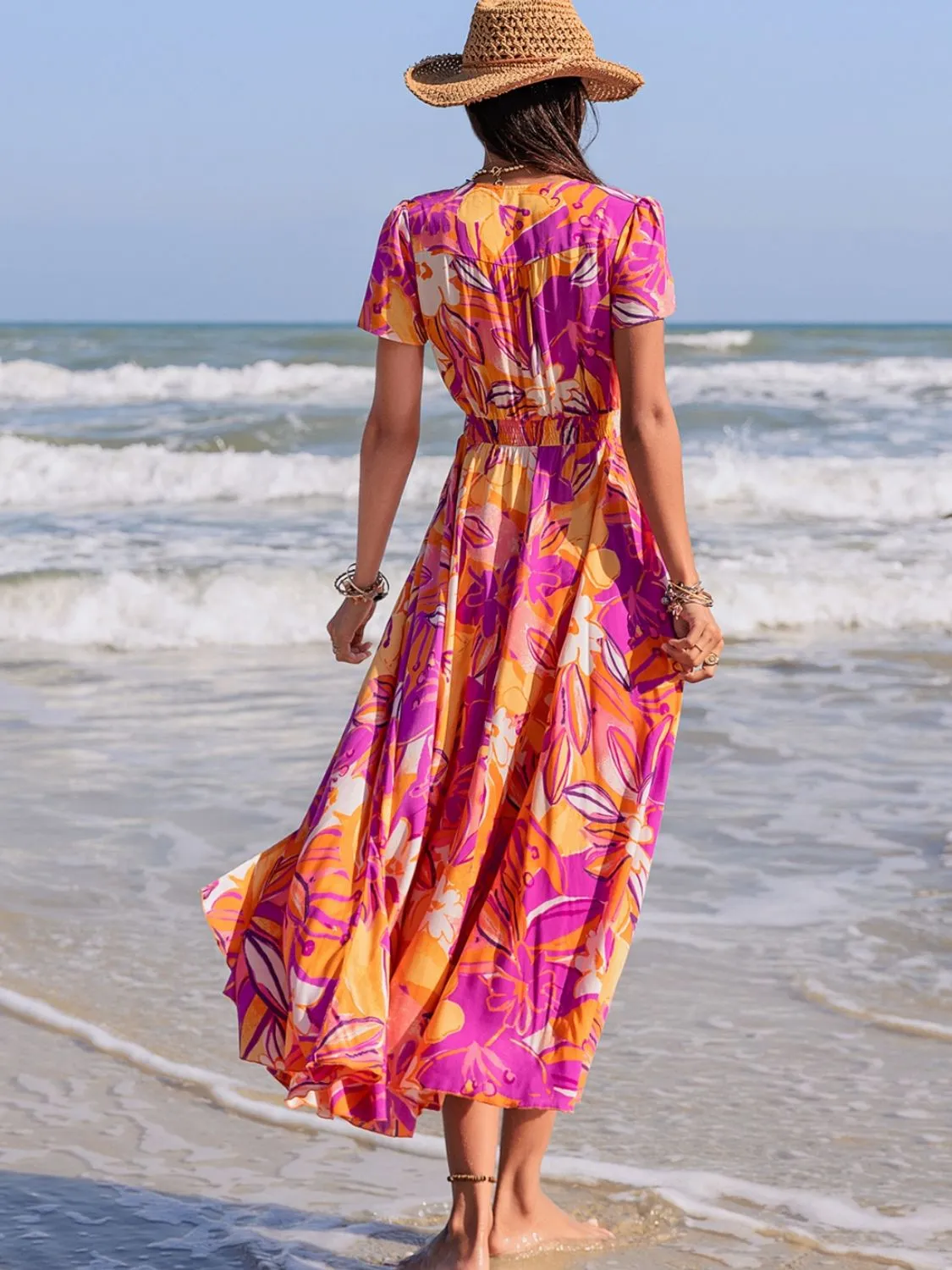 Printed V-Neck Short Sleeve Midi Dress sold by Charming Charlie product image thumbnail 2