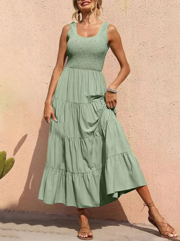 Tiered Smocked Wide Strap Dress sold by Charming Charlie