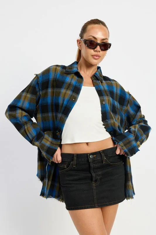 ACID WASH FLANNEL SHIRT sold by Charming Charlie product image thumbnail 3