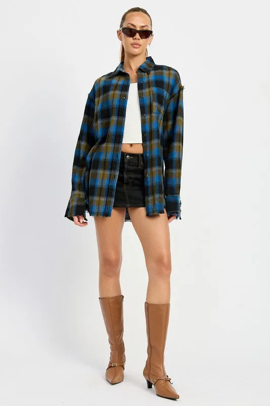 ACID WASH FLANNEL SHIRT sold by Charming Charlie product image thumbnail 4
