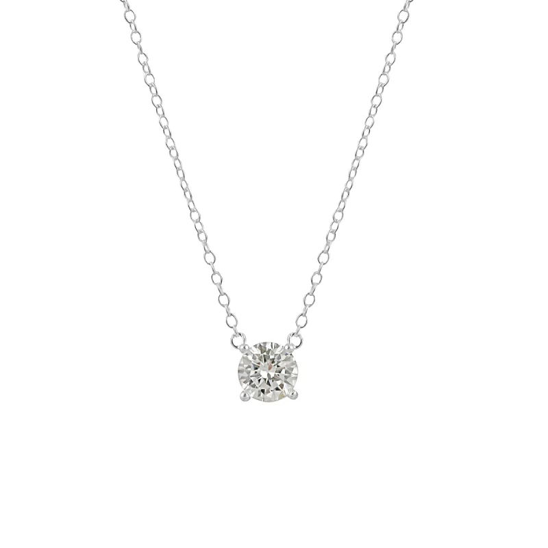 GL Creations- Sterling Silver 6mm Solitaire CZ Necklace sold by Charming Charlie