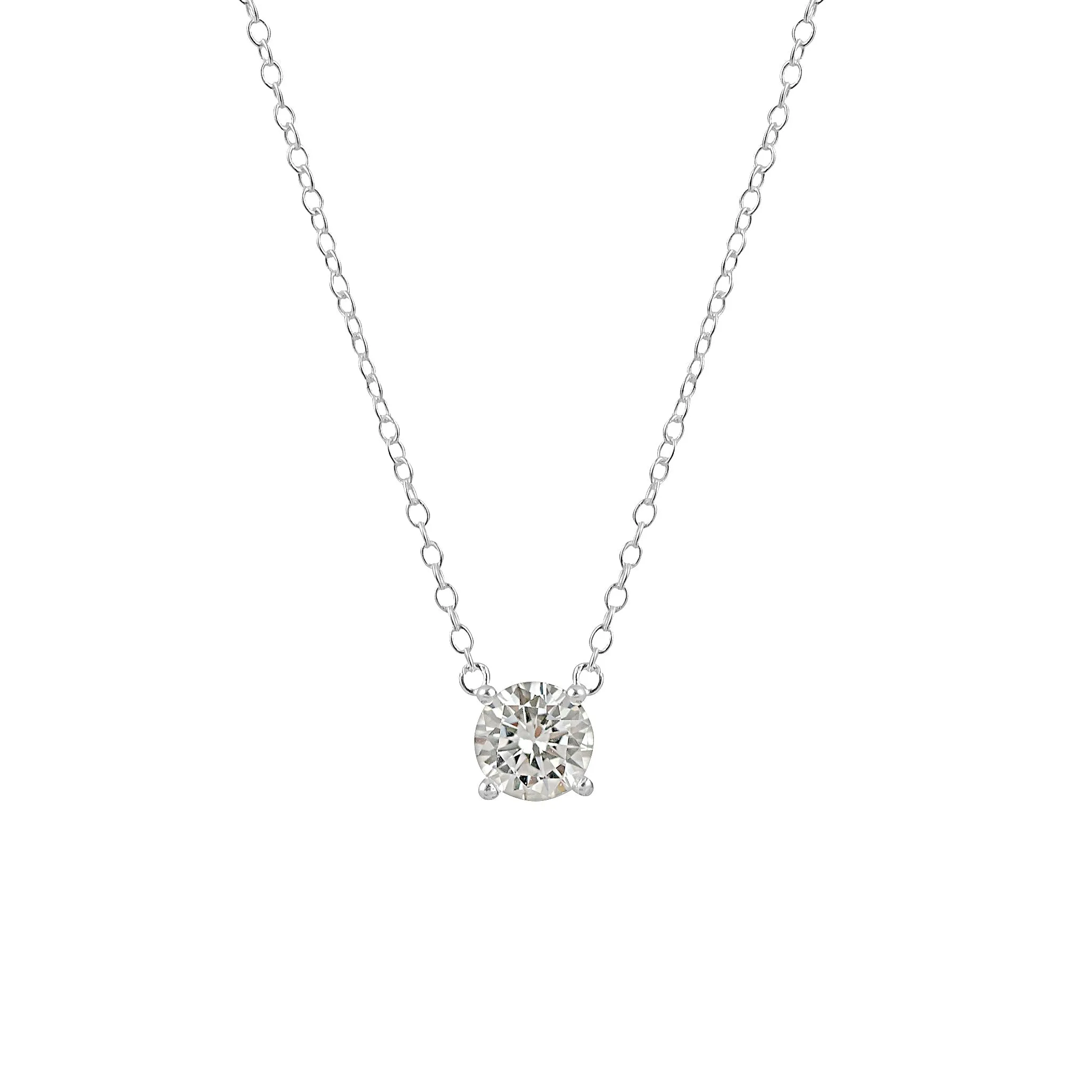 GL Creations- Sterling Silver 6mm Solitaire CZ Necklace sold by Charming Charlie