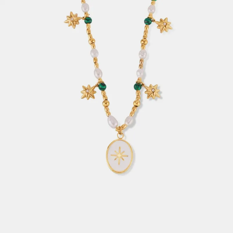 Titanium Steel Freshwater Pearl Oval Pendant Necklace sold by Charming Charlie