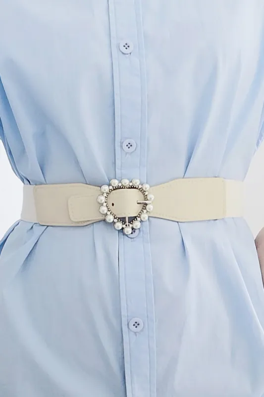 Pearl Heart Buckle Elastic Belt sold by Charming Charlie