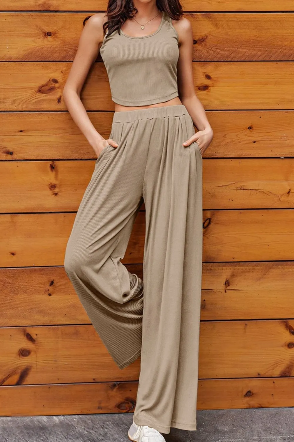Scoop Neck Top and Wide Leg Pants Set sold by Charming Charlie product image thumbnail 4