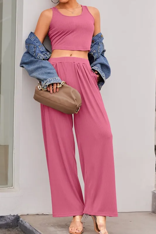 Scoop Neck Top and Wide Leg Pants Set sold by Charming Charlie
