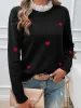Lace Detail Heart Long Sleeve Sweater sold by Charming Charlie