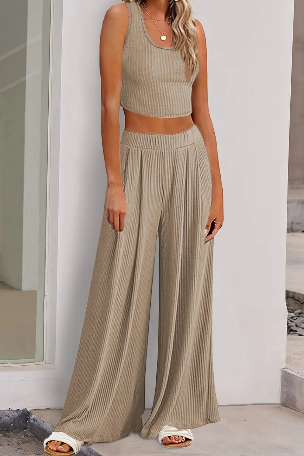 Scoop Neck Top and Wide Leg Pants Set sold by Charming Charlie product image thumbnail 5