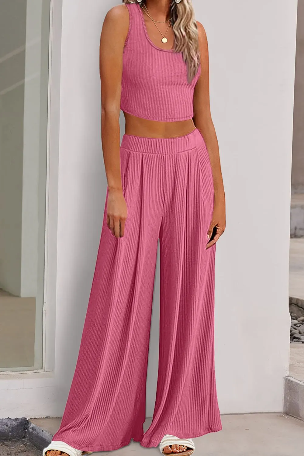 Scoop Neck Top and Wide Leg Pants Set sold by Charming Charlie product image thumbnail 2