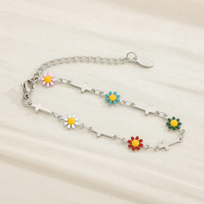 Flower & Cross Stainless Steel Bracelet sold by Charming Charlie product image thumbnail 2
