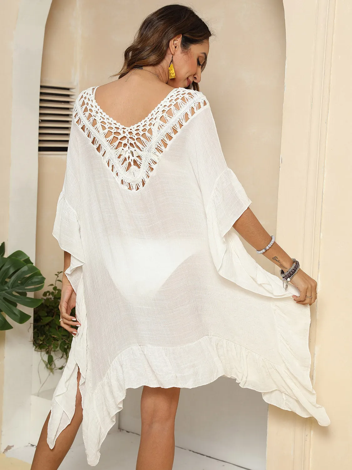 Cutout Ruffled Half Sleeve Cover-Up sold by Charming Charlie product image thumbnail 2
