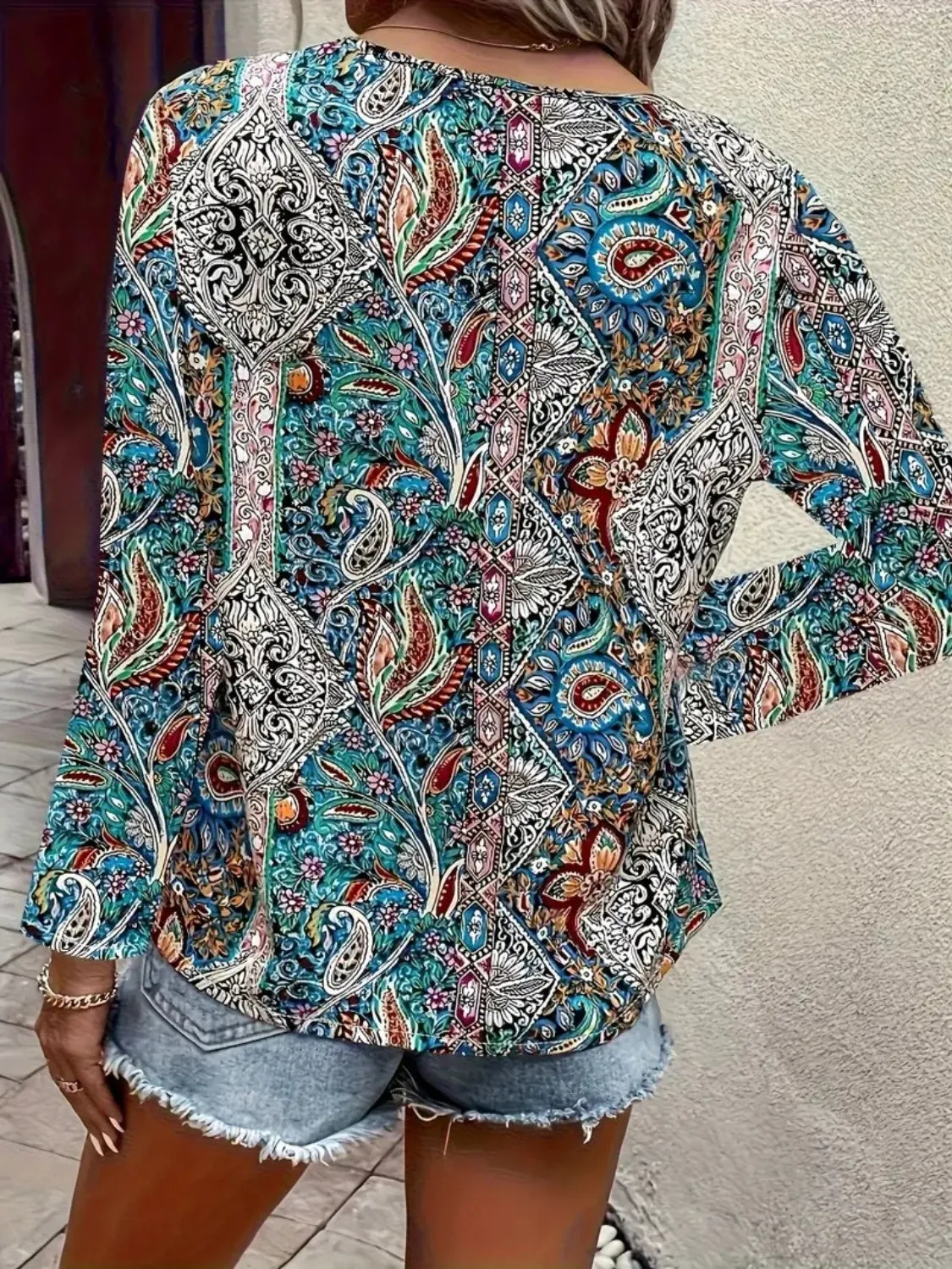 Printed V-Neck Long Sleeve Blouse sold by Charming Charlie product image thumbnail 2
