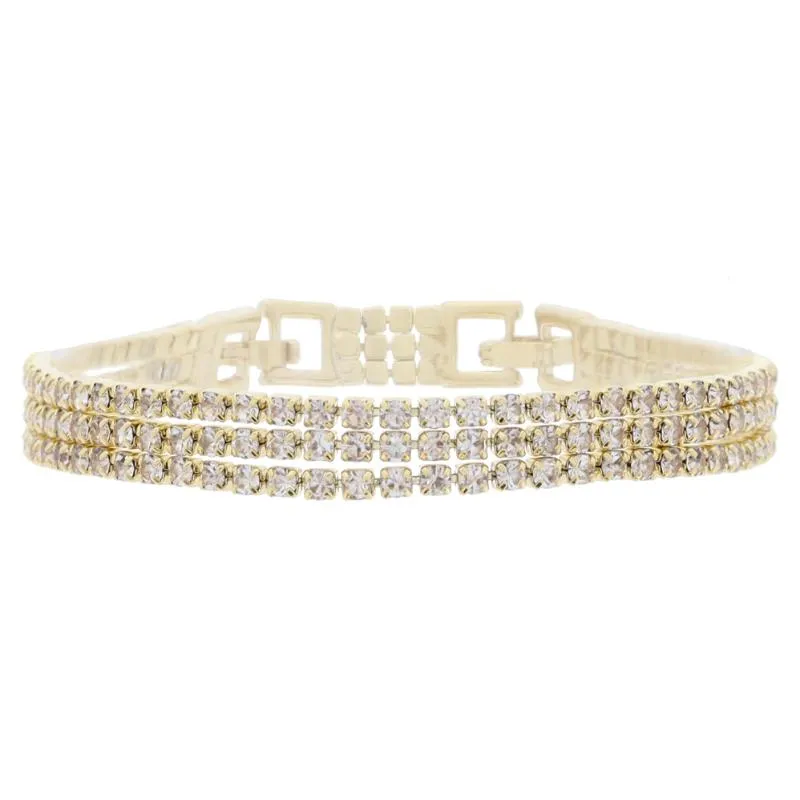 18K Gold Plated 3 Strand Mini Cubic Zirconia Bracelet Bracelet, 7" Around sold by Charming Charlie