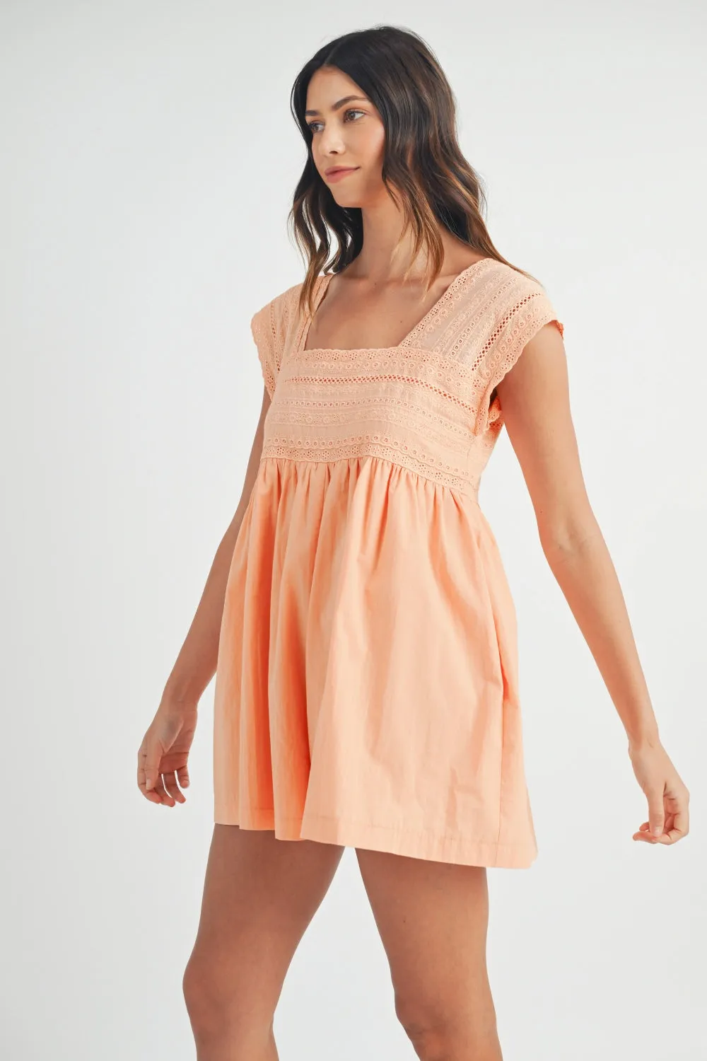 MABLE Square Neck Lace Trim Romper sold by Charming Charlie product image thumbnail 3