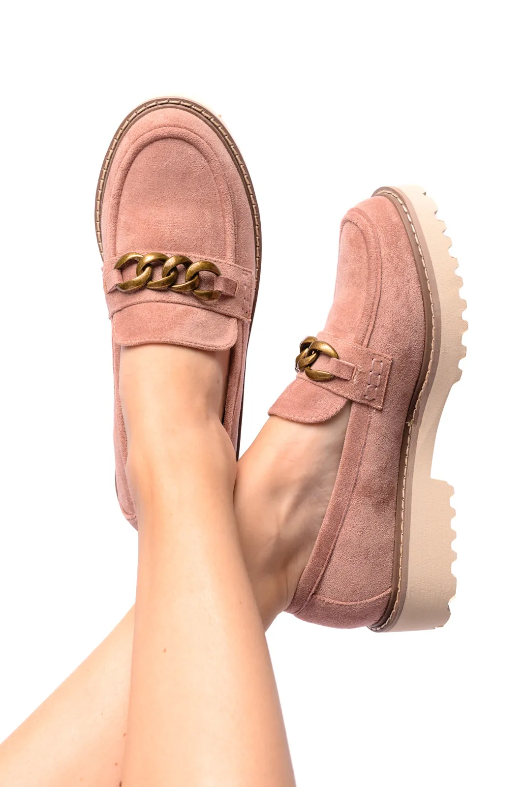 Literally Loafers in Blush Faux Suede sold by Charming Charlie