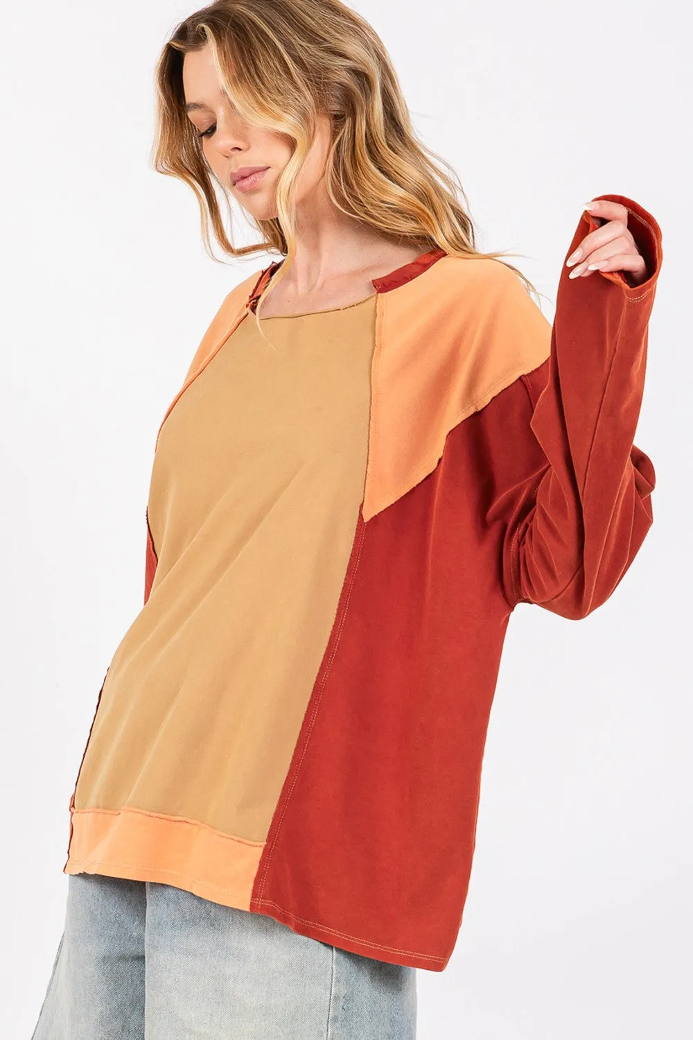 SAGE + FIG Mineral Wash Color Block Top sold by Charming Charlie product image thumbnail 3