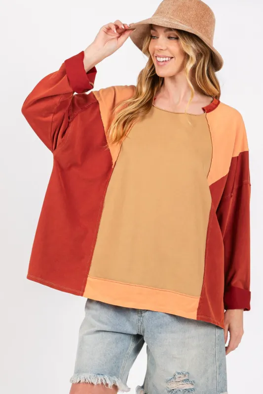 SAGE + FIG Mineral Wash Color Block Top sold by Charming Charlie