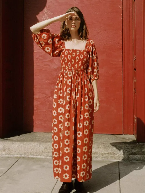 Smocked Printed Half Sleeve Dress sold by Charming Charlie