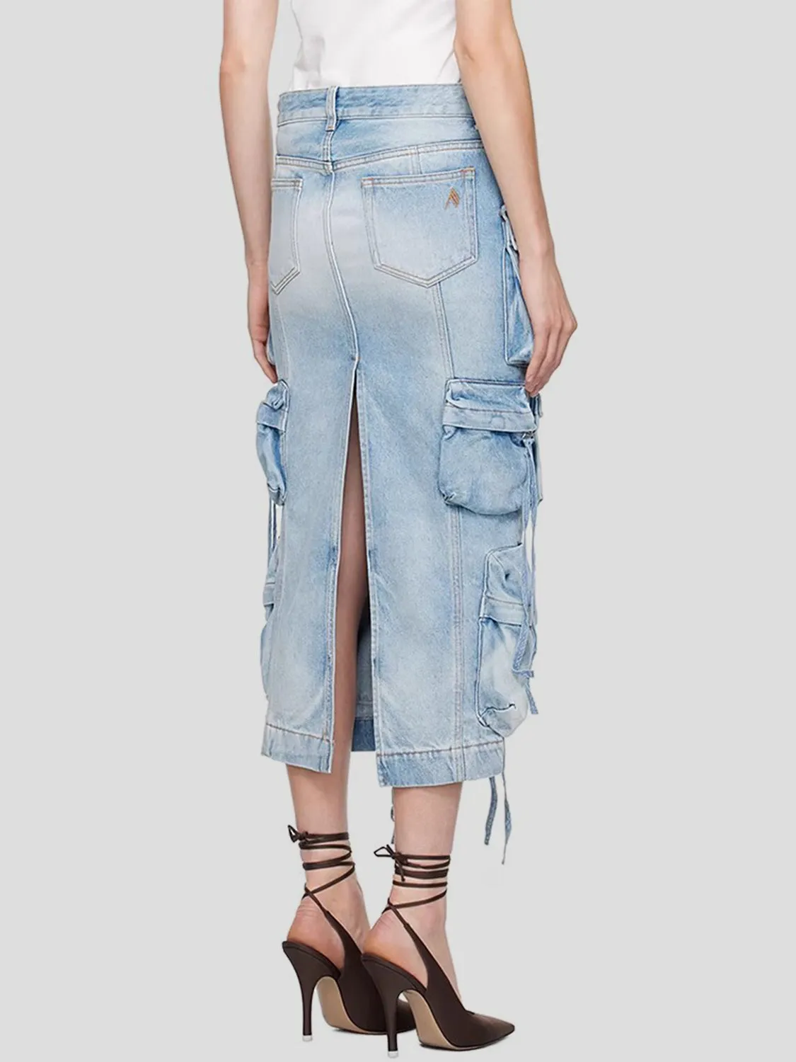 Slit Midi Denim Skirt with Pockets sold by Charming Charlie product image thumbnail 2
