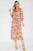 Celeste Full Size Floral Midi Dress with Bow Tied sold by Charming Charlie