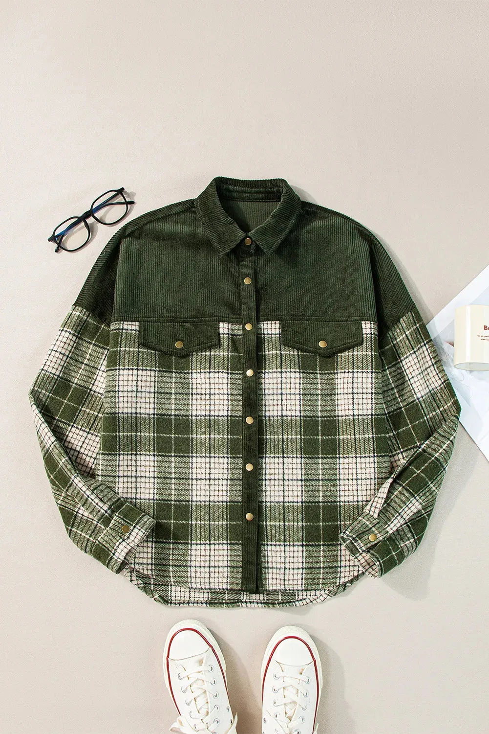 Plaid Button Up Long Sleeve Jacket sold by Charming Charlie product image thumbnail 3