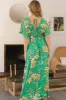 ODDI Full Size Floral Smocked Tied Back Maxi Dress sold by Charming Charlie
