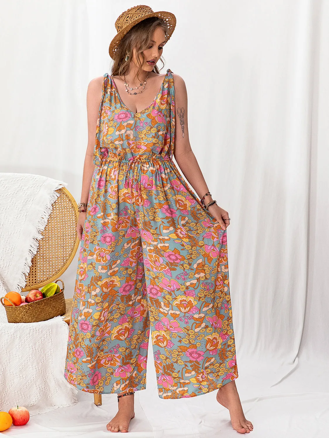 Plus Size Printed Wide Leg Sleeveless Jumpsuit sold by Charming Charlie product image thumbnail 3